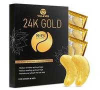 VILLAVER 24K Gold Under Eye Collagen Patches - Reduce Dark Circles, Puffiness, Wrinkles & Fine Lines - Eye Mask for Men & Women (20 Pair)