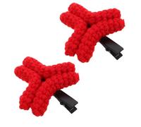 VILLCASE 1 Pair Knitted Red Angry Hair Clips for Women, Soft Comfortable Yarn and Metal Cartoon Duckbill Hairpins, for Live Streaming and Themed Gatherings with Quirky Novelty Design