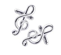 VILLCASE 1 Pair Silver Alloy Musical Note Shirt Cufflinks for Men, Easy to Use Sleeve Decoration, Creative and All-match Design for Marriage Or Birthday