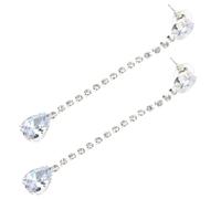 VILLCASE 1 Pair Silver Alloy Teardrop-shaped Drop Dangle Earrings with Zircon Stones, Anti-rust and Long Serving Life, for Photo Taking and Props