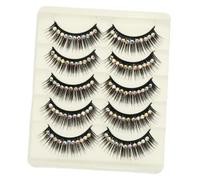 VILLCASE 10 Pairs Black Iridescent Gem Embellished False Eyelashes Rigid Band, Dramatic Thick Extensions for Latin Dance, Performance, and Cosplay Makeup