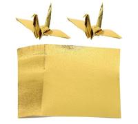 VILLCASE 100 Sheets Gold Pearlescent Origami Paper 15x15cm - Premium Single-Sided Metallic Shimmer Paper for Luxury Scrapbooking, Wedding Decor, Christmas Crafts and Card Making, Golden