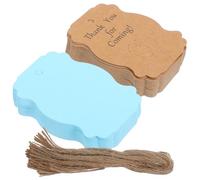 VILLCASE 100pcs Blue Bridal Shower Thank You Tags with Personalizable Message Cards and 50pcs Jute Twine, Unique Design Hanging Labels for Shower and Gender Reveal Party Favors