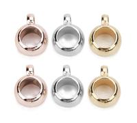 VILLCASE 100pcs Gold Big Hole Pendant Beads with Loop 6mm Hole 10mm Outer Diameter DIY Necklace Pendant Accessories for Jewelry Making and Hanging Charms