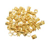 VILLCASE 100pcs Golden Dreadlock Hair Beads Metal Braids Lightweight Comfort and Secure Fit, Stylish Hollow Crown Design for Stage Performances and Parties