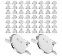 VILLCASE 100pcs Iron Brooch Base Blanks with Clip Safety Pin Brooch Making Accessories for DIY Handwork Jewelry, 3cm Silver Disc Tray Suitable for Sweaters Accent Cabochons