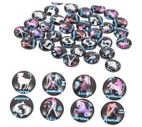 VILLCASE 100pcs Pattern Zodiac Sign Flat Glass Cabochons for DIY Jewelry Making Craft Projects and Home Decor Durable Glow the Dark Gems for Creative Designs