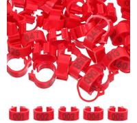 VILLCASE 100pcs Pigeon Foot Rings Numbered Clip on 8mm Plastic Red | Numbering for Accurate Counting, Quick Installation for Small Birds and Ornamental Pigeons