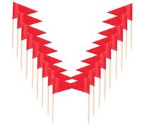 VILLCASE 100pcs Red Mini Triangle Toothpick Flags for Food Fruit Cake Cupcake Markers Wedding Party Decorations Cake Picks for Buffet and Celebrations