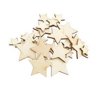 VILLCASE 100pcs Rustic Unfinished Natural Wood Slices Pentagram Shape Circles for Tarot Accessories