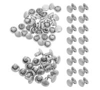 VILLCASE 100pcs Silver Double Cap Round Rivets, Metal Tubular Leathercraft Studs for Sewing Snaps and Fasteners, Decorative Garment Rivets for Bags, Hats, Shoes, Clothing Repairs