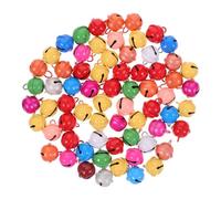 VILLCASE 100pcs Small Colored Metal Bells for Crafts DIY Keychain Accessories Festival Jingle Bells for Christmas Decorations and
