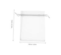 VILLCASE 100pcs Small White Organza Drawstring Bags for Jewelry Organizer Candy and Party Favors Elegant Sheer Mesh Pouches for Wedding Birthday Shower Packaging