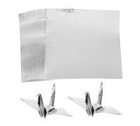 VILLCASE 100pcs Square Pearl Folding Paper for Origami DIY Crafts Single-Sided Silver Paper for Handcraft Practice and Decorative Art Projects