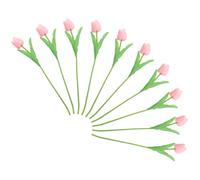VILLCASE 10pcs Artificial Tulip Flowers Real Touch Faux Tulips Bouquet for Wedding Home Decor Photography Props Graduation Lifelike Fake Flowers with Leaf Texture and Uniform Pink Color
