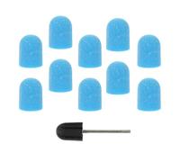 VILLCASE 10pcs Blue 180# Nail Sanding Caps 1 Polishing Burr for Electric Manicure Drill, Cuticle and Callus Remover Caps, Professional Nail Art and Pedicure Tool Set
