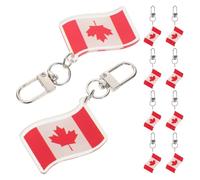 VILLCASE 10pcs Canadian Flag Keychains Set with Maple Leaf Pendant, Canada Day Purse and Backpack Charms, Decorative Lightweight Key Rings for National Celebration Accessories