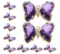 VILLCASE 10pcs Crystal Glass Butterfly Charms Butterfly Pendant Charm Alloy and Crystal Purple DIY Necklace and Key Chain Accessories for Friends and Family