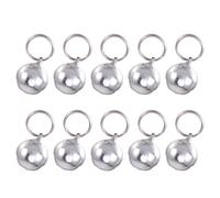 VILLCASE 10pcs Dog Cat Collar Bells, Jingle Bells Charm Pendant Key Rings for Cat Puppy Kitten, Silver 18mm, Ideal for Pet Use