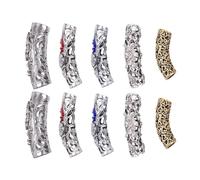 VILLCASE 10pcs Dreadlock Cuff Dreadlocks Braiding Beads Alloy Metal Anti-rust Bend around Hair for Ponytail and Beard Braids Festival DIY Hair Braiding Jewelry Accessories