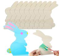 VILLCASE 10pcs Easter Blank Bunny Wooden Chips DIY Wood Chips Light Yellow Wood Material Simple Design Lovely Outlook Practical for Portable Easter Ornaments for Decoration