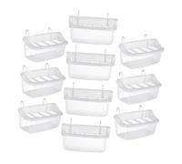 VILLCASE 10pcs Hanging Bird Feeder Bowls for Parrot Cage with Spill-resistant Plastic Food Dispenser and Hooks Antisplash Feeding Dish for Parakeets Cockatiels Canaries Easy-clean Cage