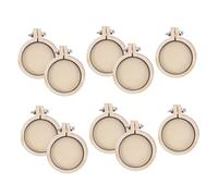 VILLCASE 10pcs Mini Embroidery Hoop Embroidery Rings Stitching Hoop Small Mini Holders Hand Sewing DIY Cross Stitch Beige