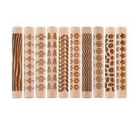 VILLCASE 10Pcs Patterned Clay Texture Rollers Wooden Rolling Pins for Pottery and Ceramic Art, Stable and Deformation-Resistant, Designed for Clay Modeling and Craft Workshops