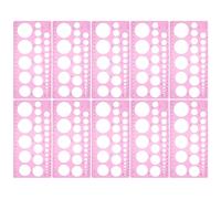 VILLCASE 10pcs Pink Plastic Circle Template for Drawing Geometric Circle Shape Stencil Suitable for DIY Cards and On-the-go Drawing Reusable Plastic Tool for Skill Levels