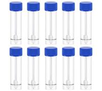 VILLCASE 10pcs Plastic Specimen Cup, 25-30ml Stool Sample Cups with Spoon Lid and Spoon, Clear Liquid Sample Container for Laboratory Medical