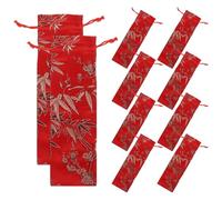 VILLCASE 10pcs Small Brocade Drawstring Jewelry Pouches with Embroidered Chinese Style Design, Elegant Cloth Bags for Organizing Accessories and Storing Jewelry, for Holiday Presents