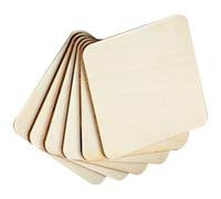 VILLCASE 10pcs Square Unfinished Wood Pieces for DIY Crafts Projects, Smooth Surface Easy to Paint Beige Wood Chips, for Painting and Graffiti Art