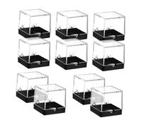 VILLCASE 10pcs Transparent Mineral Specimen Display Boxes Cube Storage Case for Crystal Collection Clear Smooth Texture Display Cube with Black Base for Rock and Crystal Samples