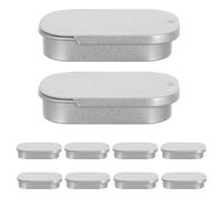 VILLCASE 10pcs Travel Portable Balm Box Lip Balm Organizer 2" Rectangular Slide Lid Lightweight Silver Metal Tin Storage Box for Work and Travel