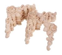 VILLCASE 10pcs Unpainted Wood Carved Rose Appliques Corner Onlays for Furniture Bed Cabinet Door Decoration Easy to Install Natural Wood Finish Home Renovation