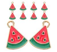 VILLCASE 10pcs Watermelon Slice Charms Zinc Alloy Pendants Lightweight Fruit Charms with Loop for Jewelry and Bracelet Making, for Parties and Dates Accessories