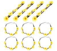 VILLCASE 10pcs Wedding Daisy Jewelry Bridal Wreath Flower Crown Handmade Vivid Three-dimensional Daisy Cloth Headbands for Women Festival Wedding Party