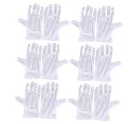 VILLCASE 12 Pairs Elastic White Polyester Protective Gloves for Jewelry Store Work with Anti-slip Comfort One Fits for Gardening Cleaning Industrial and Manual Jobs