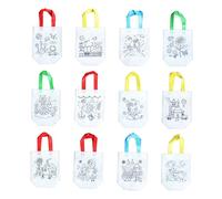 VILLCASE 12 Pcs Nonwoven Foldable Shopping Bags with Fashion Patterns for DIY Painting and Drawing Capacity Reusable Storage Pouch for Creativity and Everyday Use Lightweight Portable