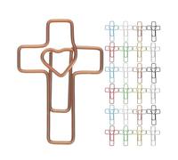 VILLCASE 120pcs Mixed Color Cross and Heart Shaped Mini Metal Paper Clips for Christian Journaling, Bible Study Supplies, Office Documents and Craft Decorations Random Color