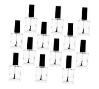 VILLCASE 12pcs 15ml Thickened Glass Nail Polish Bottles Black Brush Caps Empty Refillable Nail Gel Storage Containers for and Cuticle Oil