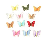 VILLCASE 12pcs Butterflies Iron on Patches Decorative Patch Clothes with Heat Sealant on The Back Rayon Thread Hot Melt Adhesive Chic Fashion Design for Bag and Clothes Random Color