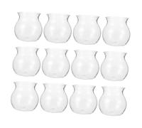 VILLCASE 12pcs Plastic Propagation Vase for Succulent Pots and Moss, Lightweight round Desktop Planter for Home and DIY Micro Landscape with Modern Playful Creativity