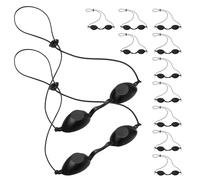 VILLCASE 12pcs Reusable Silicone Eye Protectors for Sunbed and Beauty Treatments, Black Protective Eye Shades for Skincare Routines with Hygienic Design and Classic Sleek Look