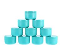 VILLCASE 12Pcs Small Round Candle Containers for DIY Arts Crafts Storage Wide-mouth Metal Jars in Lake Blue for Jewelry Beads Buttons and Cosmetic Organizing