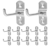 VILLCASE 12pcs Square Hole Pegboard Hooks (5cm / 2 Inch Length), Heavy Duty Metal Display Panel Hooks for Retail Shop Shelving, Tool Board Storage & Garage Workshop Organiser