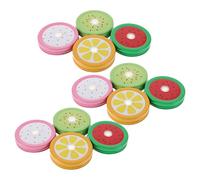 VILLCASE 12pcs Tinplate Mason Jar Lids with Straw Hole Fruit Pattern Regular Mouth Covers for Kitchen Beverage Snack Storage