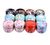 VILLCASE 12pcs Tinplate Storage Boxes for Tea and Candy, Sealed Metal Canisters with Lovely Decorative Pattern, Easy to Use Small Tea Jars for Party and Festival Storage Random Color
