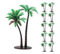 VILLCASE 15pcs Artificial Palm Trees Plastic Mini Coconut Tree Models for Cake and Fruit Plate Decoration Low Maintenance Green Tropical Decor
