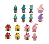 VILLCASE 16Pcs Mini Mushroom House Set Resin Dollhouse Miniatures for DIY Crafts Terrarium Accessories Fairy Garden Decoration Versatile Micro Landscape Decor